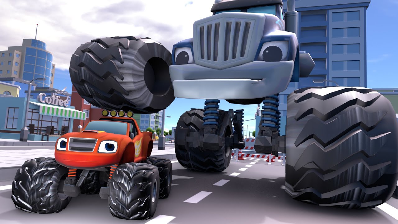 OMG!!! Red Monster Trucks RUN NOW!!! GIANT Monster Trucks behind you | Story Blaze 3D Animation