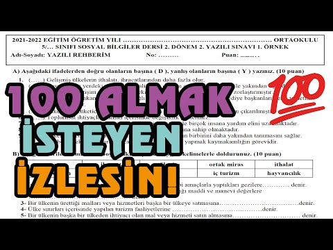 5. Sınıf Sosyal Bilgiler 2. Dönem 2. Yazılı | 1. Örnek 2022