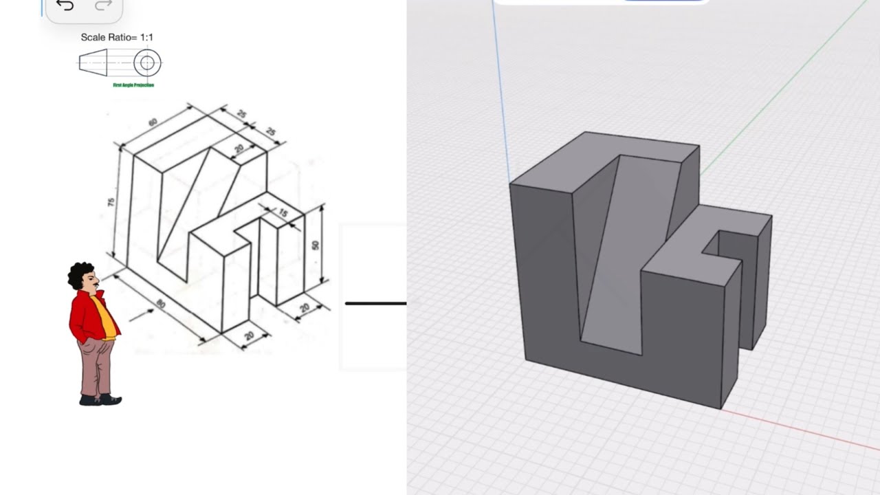 Orthographic projection - Engineering drawing @Decentart44 - YouTube