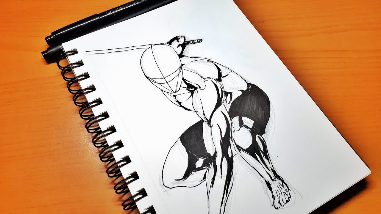 How to Draw ANIME POSES 2 (Anatomy) Tutorial - Step by Step (SWORD) 