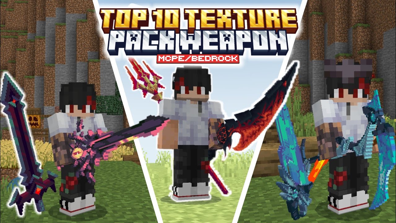TOP 10 texture pack weapon & tools terkeren | MCPE 1.20-1.21 - YouTube