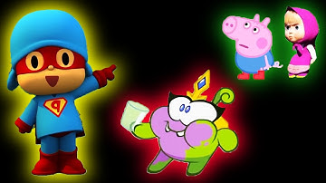 8 Pocoyo "Super Pocoyo!" & Om Nom &  Peppa Pig & Masha Sound Variations in 72 Seconds