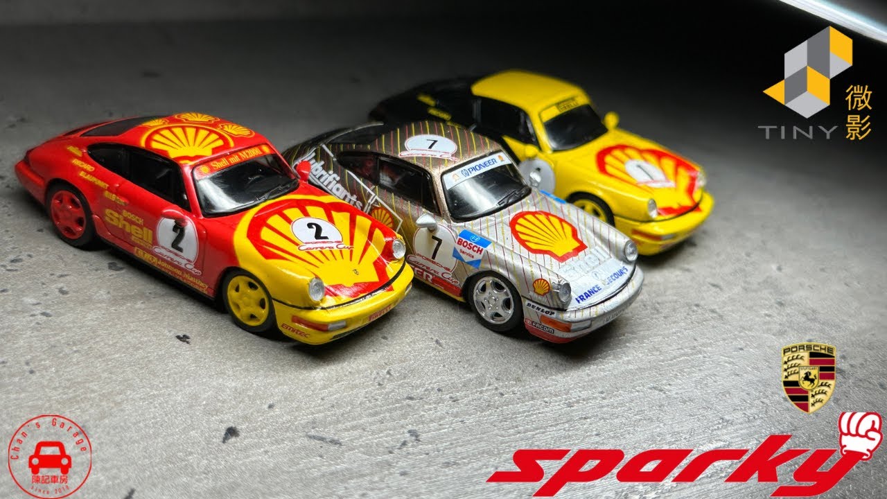 Tiny微影x Sparky Shell Porsche 911 (964) 1, 2, 7 Carrera Cup