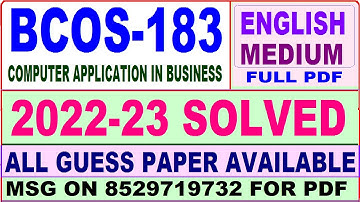 bcos 183 solved assignment 2022-23 / bcos 183 solved assignment in English / ignou bcomg / bag
