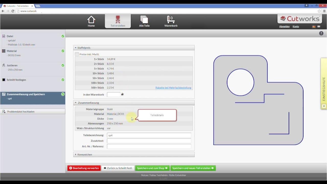 Laserteile & Laserzuschnitte online / Teil erstellen 5. Zusammenfassen ...