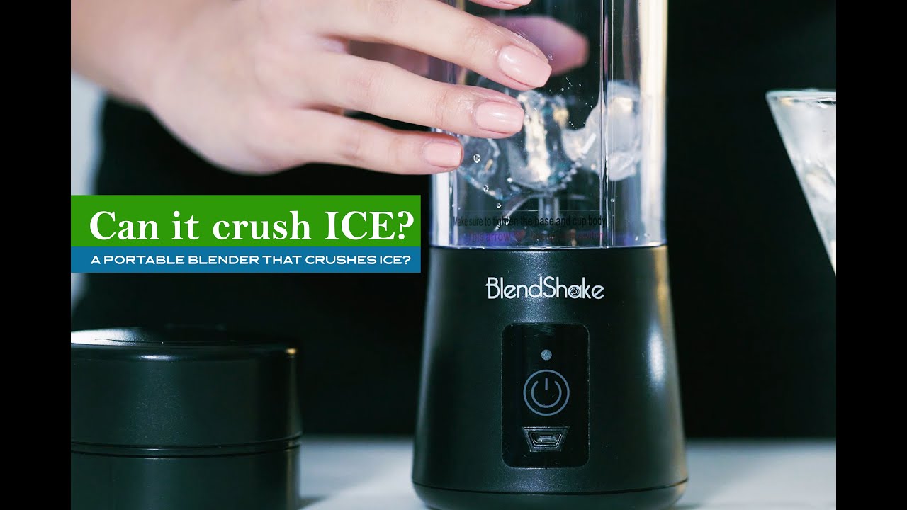 Crushing ice using a portable blender by BLENDSHAKE PRO 