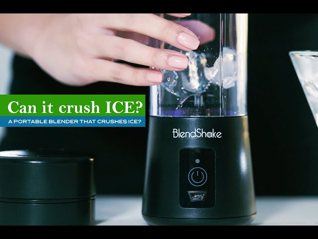 Crushing ice using a portable blender by BLENDSHAKE PRO 