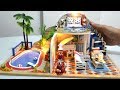 DIY MINIATURE TWO-STOREY DOLLHOUSE LIVING BEDROOM with SWIMMING POOL