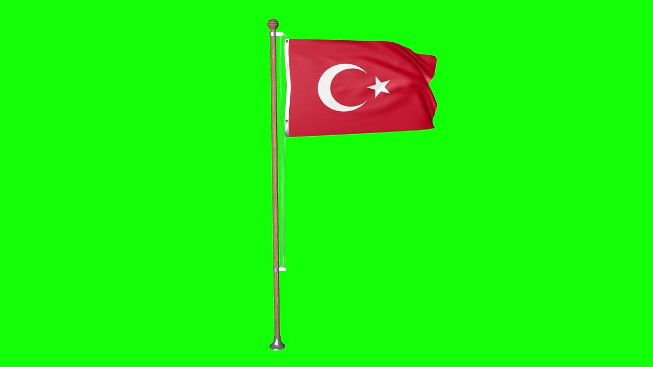 Free Download: High-Quality Waving Turkish Flag Green Screen Video