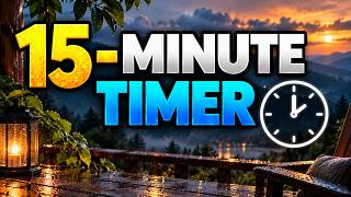 15 Minute Countdown Timer with Rain sounds. Dark screen *NO AI*