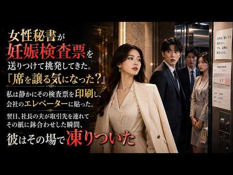 夫の女性秘書が妊娠八週の検査票を送りつけた日、私はその紙を会社のエレベーターに貼り、彼の商談も体面も凍らせた