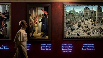 What are the paintings in the opening of the young Pope?