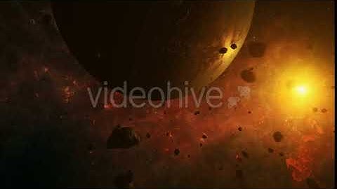Flying in Space Amongst Asteroids and Planets | Motion Graphics - Envato elements
