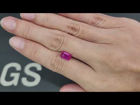 Unheated sapphire Vivid Pink octagon cut 2.02 carats, Madagascar Video  № 1