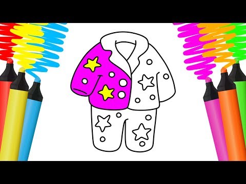 COMO DESENHAR E COLORIR PIJAMA? PINTAR E APRENDER PARA CRIANÇAS