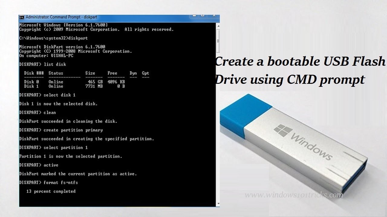 baseball Fremskreden Fem How to Create a bootable USB Flash Drive using CMD prompt 2022 - YouTube