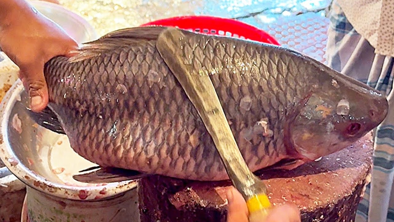 Incredible Big Rohu Fish Cutting Live in Fish Market | Fish Cutting Skills