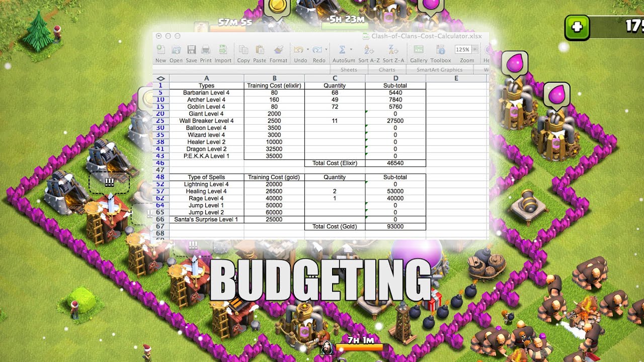clash of clans part 25 budgeting youtube clash of clan chart