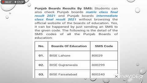 Check matric and inter Punjab board result by SMS CODE