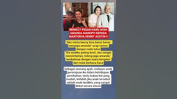 Berikut pesan haru ayah Amanda Manopo kepada mantunya Kenny Austin #BeritaArtis #amandamanopo