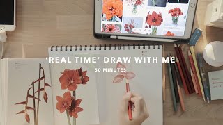 'Real time' Draw with me 50 minutes (with music , no talking)