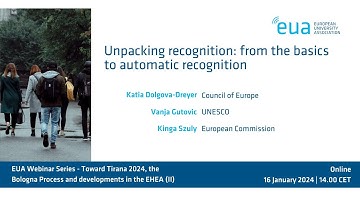 EUA webinar series - The Bologna Process (II): Unpacking recognition