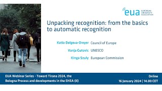 EUA webinar series - The Bologna Process (II): Unpacking recognition