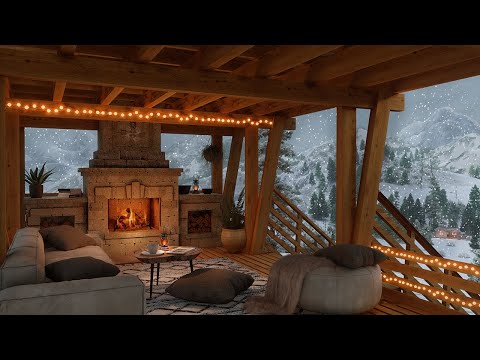 Cozy Winter Ambience With Crackling Fire And Blizzard Sounds For Sleeping 10 Hours |4K ❄️?