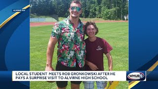 Student meets Rob Gronkowski after he pays surprise visit to New Hampshire high school