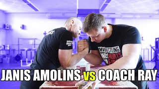 JANIS AMOLINS vs COACH RAY (2020 Arm Wrestling Training practice #1)