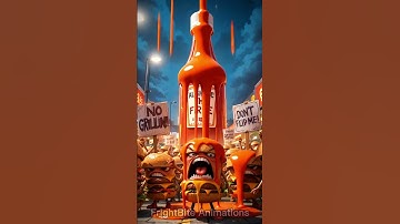 This Hamburger Just Started a PROTEST 😱🍔👻 #Shorts #HauntedBurger #FunnyHorror #FrightBiteAnimations