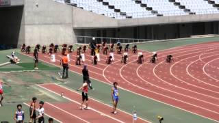 20150502　大阪市陸上競技フェスタ　中学２・３年男子　100mT決勝　2組　シュンペ
