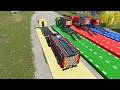 🚓 Epic Colorful Police Car Stunts & Rescue Mission! Jumps, Trampolines | Little Wheel Farm