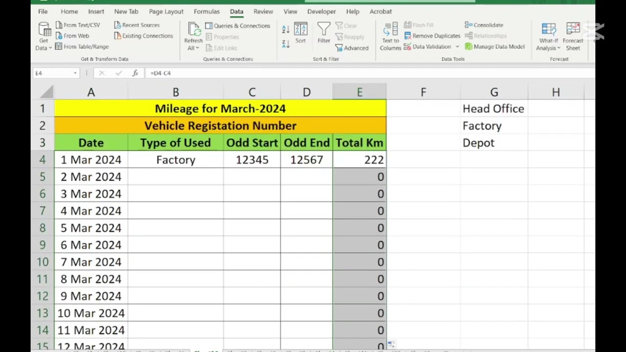 How to Use Excel to Create a Vehicle Mileage Logbook