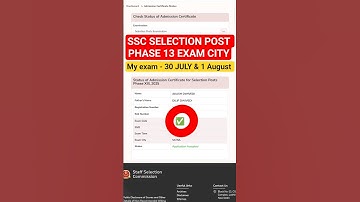 SSC SELECTION POST PHASE 13 EXAM CITY ERROR ADMIT CARD #ssc #sscselectionpostphase13 #shorts