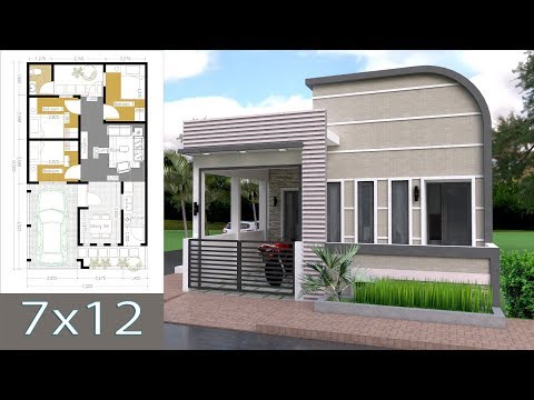 sketchup-one-story-house-with-3-bedroom-7x12m