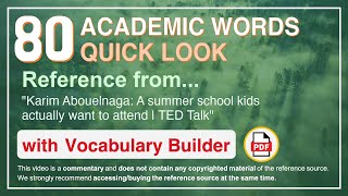 80 Academic Words Quick Look Words Ref from "A summer school kids actually want to attend, TED"