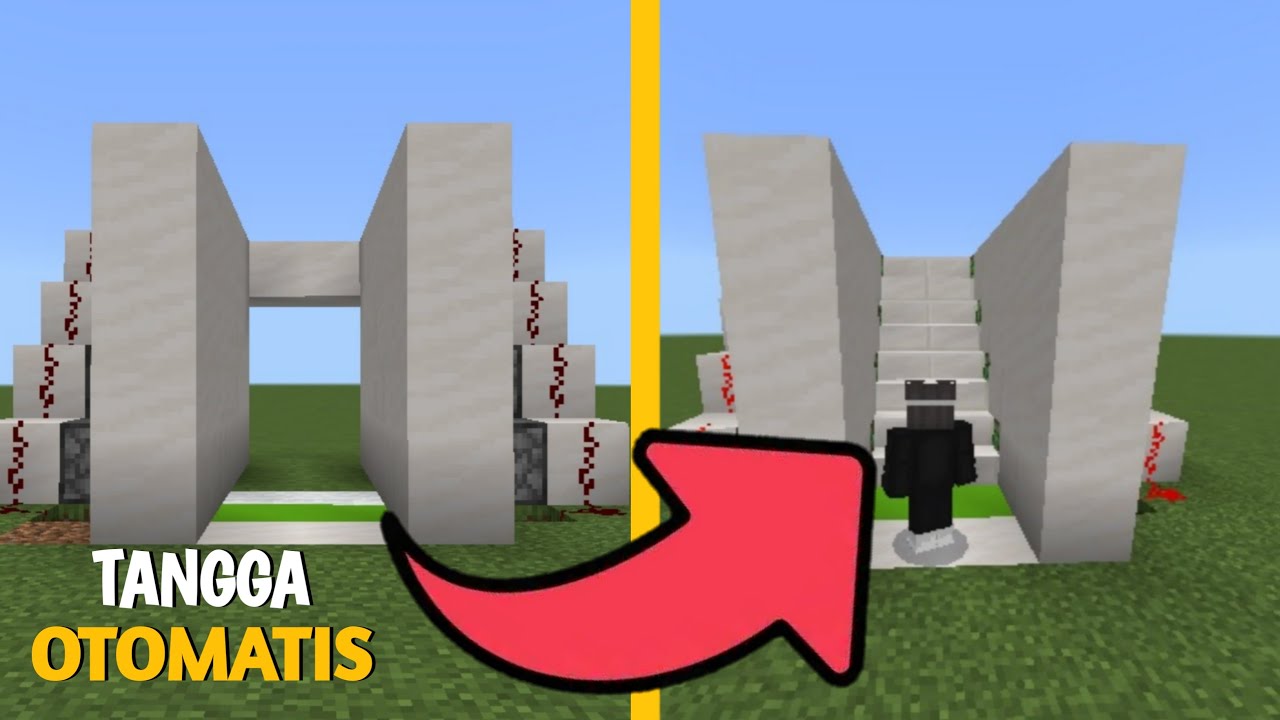 CARA MUDAH MEMBUAT TANGGA OTOMATIS YANG BERFUNGSI DI MINECRAFT YouTube