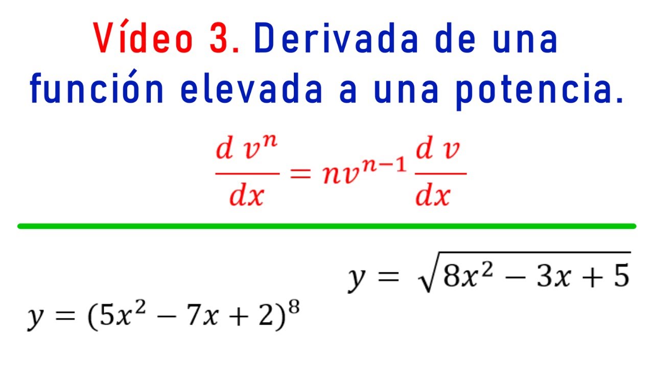 Vídeo 3. Derivada de una función elevada a una potencia - YouTube