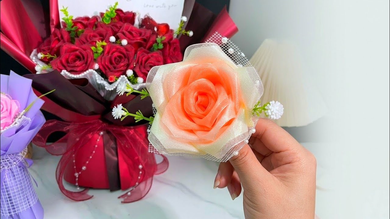 Amazing Simple DIY Tutorial Using Soft Ribbon Fabric Making Rose Flower for Beginners