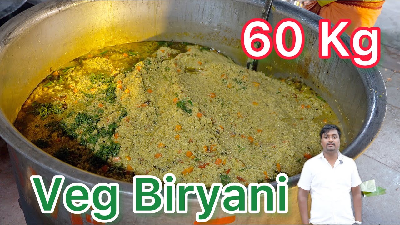 MARRIAGE STYLE VEG BIRYANI 60 KG WITH JEERA SAMBAR RICE #vegbiryani  #vegdumbiryani #muralijothe