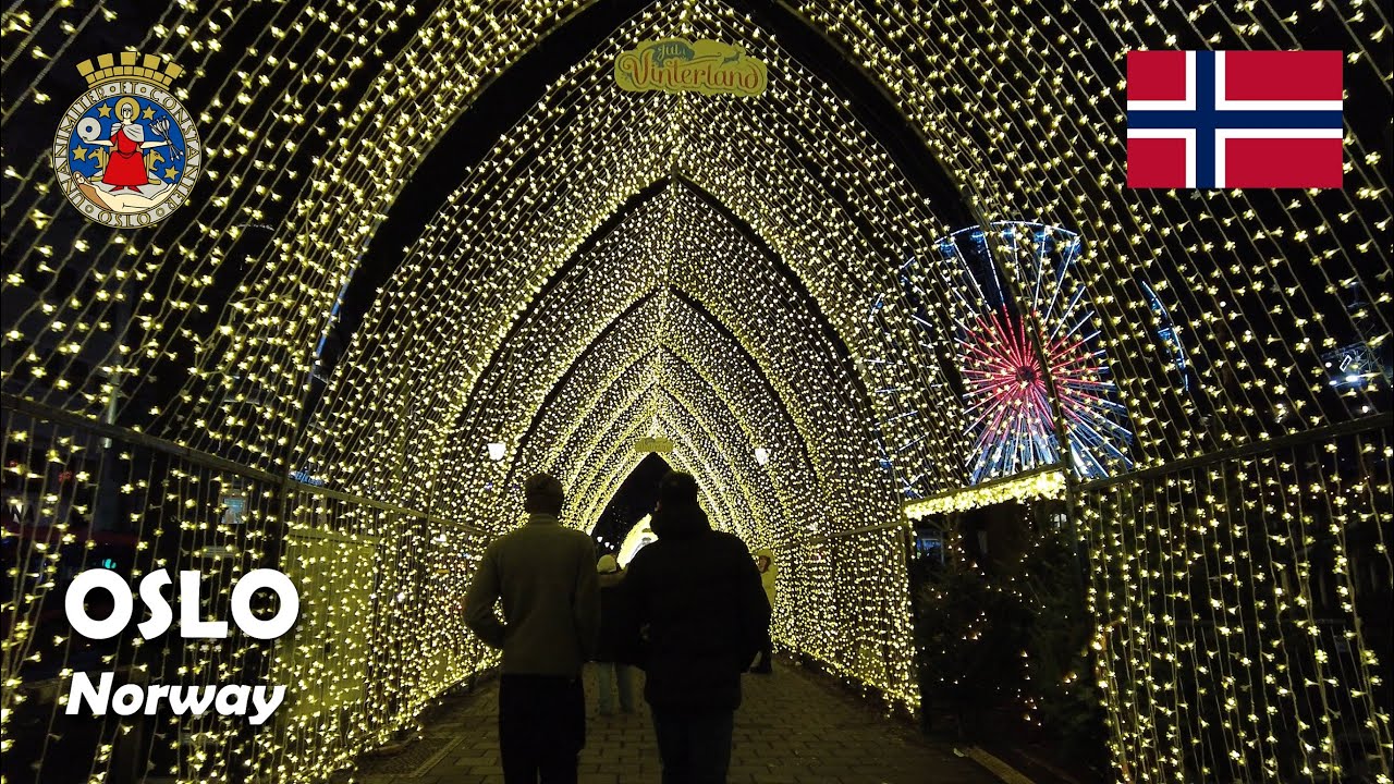 Oslo, Norway. 🇳🇴 A walk along Karl Johans gate to Christmas market in Spikersuppa park. 4K