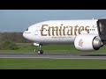 Emirates Airlines EK22 A6-ECG Boeing 777-31H(ER) Takeoff from Manchester Airport MAN to Dubai DXB