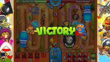 Bloons TD Battles - Beating another hacker?? Ninja Mortar vs Cobras late game!