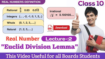 Euclid Division Lemma (Algorithm) | Real Numbers| Class 10th | Maths | in Hindi