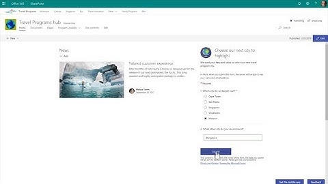 Embed a Microsoft Form (survey) into a SharePoint site