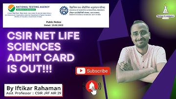 #CSIRNETAdmitCard Life Sciences Notification #June2021 #Feb2022cycle