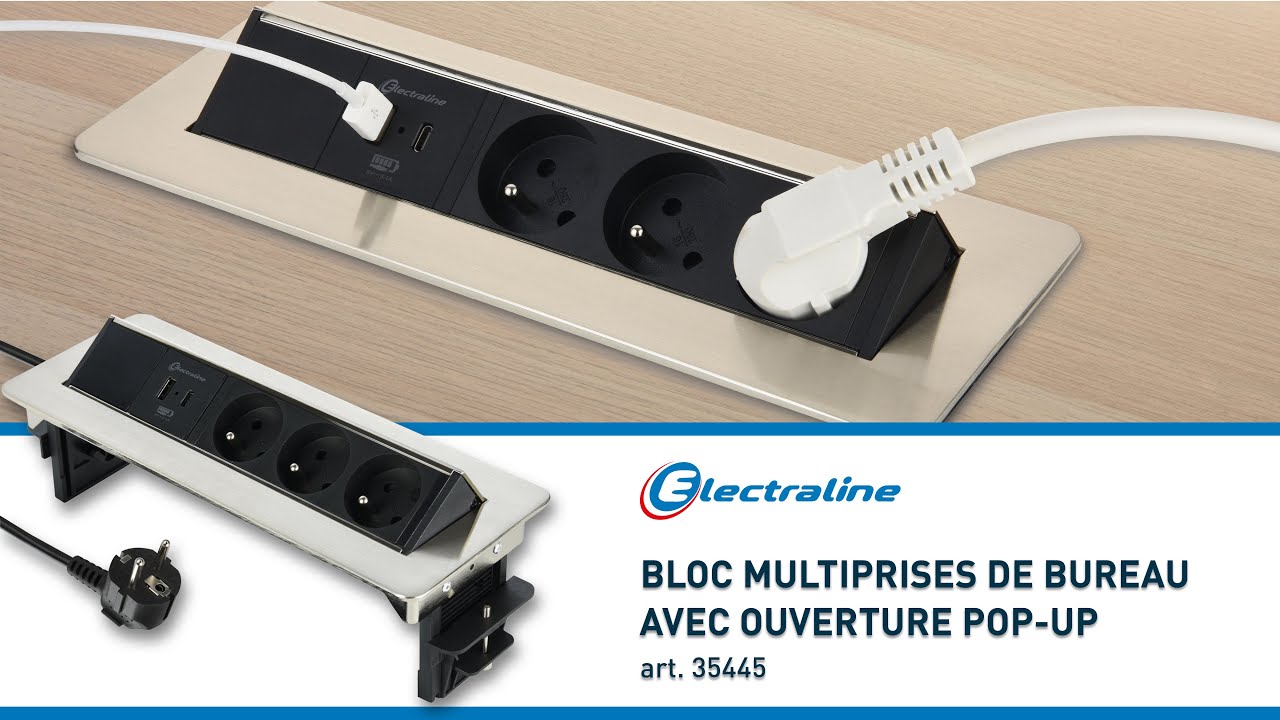 Multiprise encastrable Pop-up avec 3 prises et 2 points