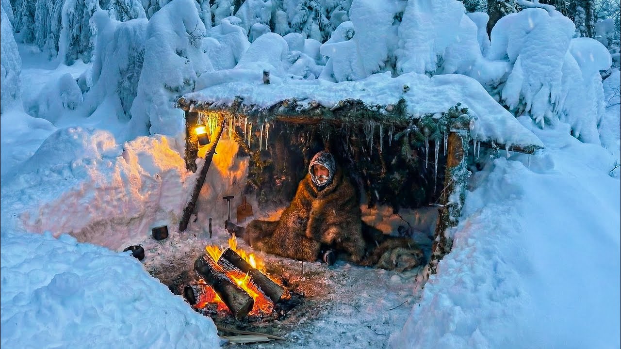 3 Days SURVIVAL a -12°C SNOWSTORM; No Shelter, No Sleeping Bag. WINTER ...