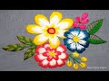 3 Cute Flowers Hand Embroidery, Flowers Embroidery for Sofa, table cloth, pillow & cushion cover-189